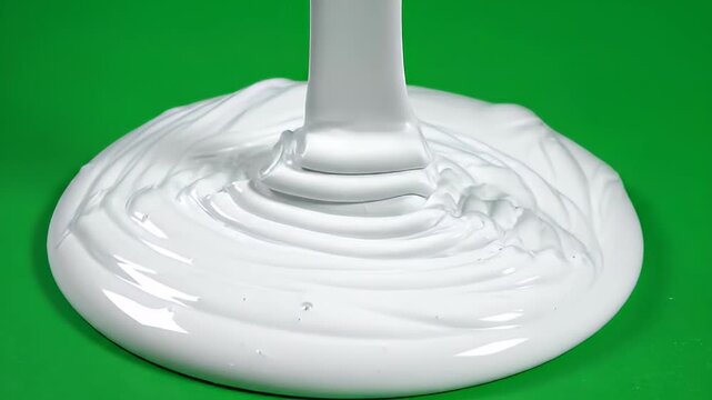 Action of White Slime Pouring, Close-Up View, Science Experiment, Studio Environment