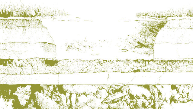 Green grunge texture with horizontal lines and distressed effect on white surface