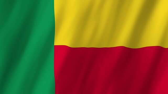 Benin Flag Waving on Wind, Realistic 4K Background Animation
