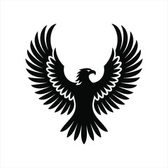 Fototapeta premium Powerful eagle hawk spreading wings silhouette for sport or luxury brand