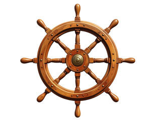 Classic wooden ship steering wheel
