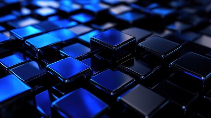 Fototapeta premium Dark blue metallic cubes texture background