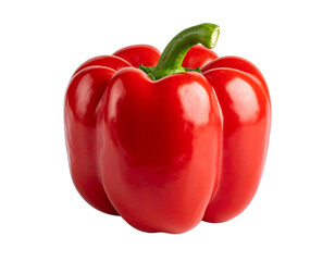 A vibrant red bell pepper on transparent background