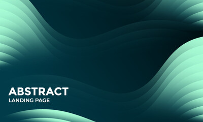 Green abstract background with glowing wave lines. Elegant wavy layer of overlap. Modern textured design. Sleek and clean light blue banner template. Vector illustration