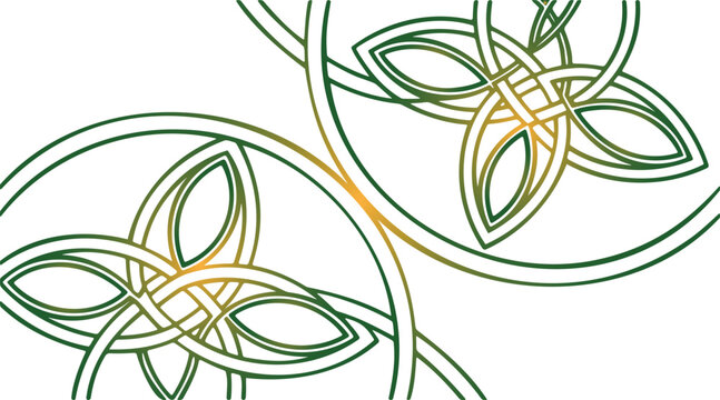 Intricate interlaced celtic knotwork pattern with organic leaflike shapes and curved lines creating a decorative symmetrical design isolated on transparent background