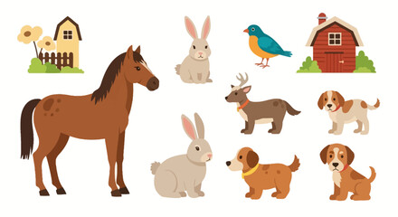 Fototapeta premium Farm Animals and Pets Collection