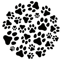 Fototapeta premium black paw prints in a circle