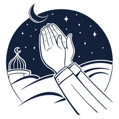 Islamic Night of Power Prayer Hands Shab e Qadar Vector