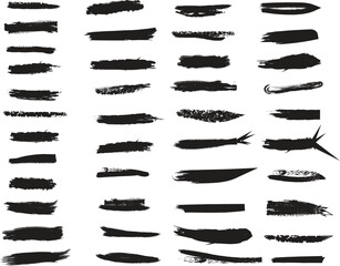 set of black and white paint brush strokes