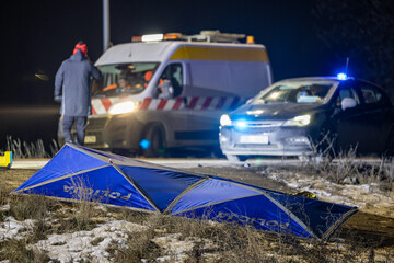 Policja, straż i pogotowie podczas akcji ratunkowej wypadku samochodowego © FotoDax