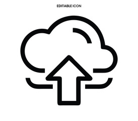Black outline icon depicting a cloud with an upward pointing arrow below it