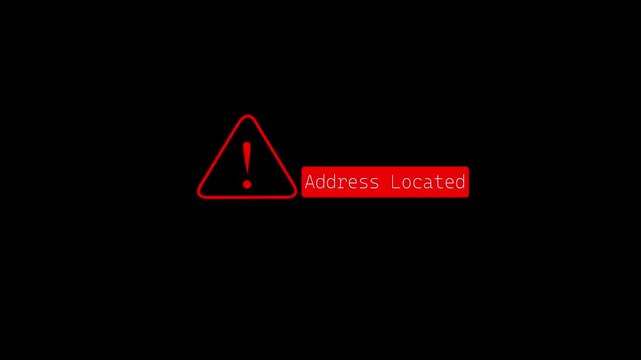 A glowing red colored address located icon concepts displayed identification and digital safety. The futuristic represents GPS tracking, destination marking, services on black background.
