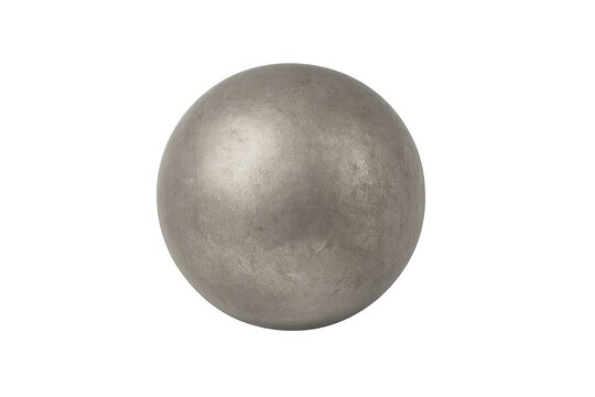 Textured metal sphere on transparent background