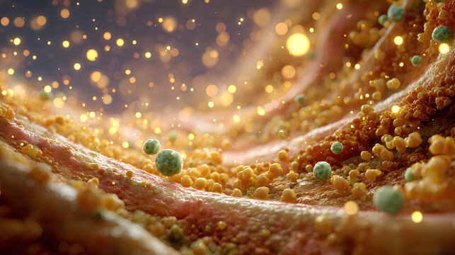 Realistic 3D Scientific Illustration of Insulin Secretion in Pancreatic Beta Cells Showing Granule Release and Intracellular Structures  
