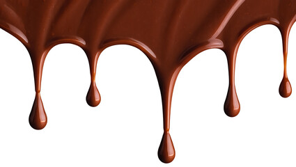 Delicious Chocolate Drips and Melted Dessert Over White Background Perfect for Sweet Treats and Confectionery Projects