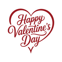 Fototapeta premium Happy Valentine’s Day Heart Shape Typography Lettering on White Background