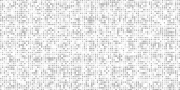 Silver mosaic disco ball background with white mirror glitter and light spots texture. Shiny grey tones sequin pattern. Festive fashion decoration. Glam sparkle Christmas wall. Vector illustration.