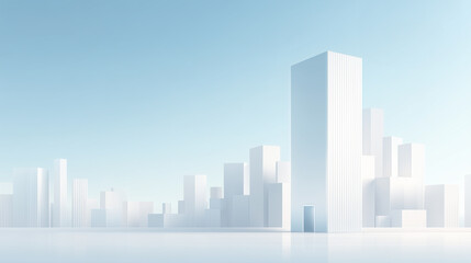 Naklejka premium Minimal Corporate Skyline with Secure Entry Door and Large Copy Space (3D Illustration)