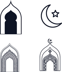 Obraz premium Islamic archway and crescent moon symbol .
