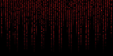 A digital rain of red code cascading down a black background © Provhash