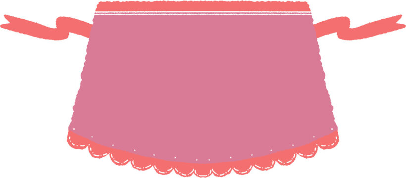 Cute pink frill apron illustration, lovely lace waist apron vector on transparent background for baking and maid concept