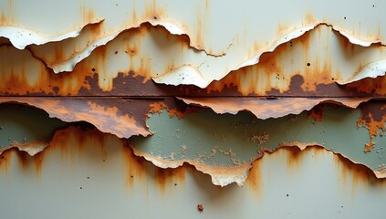 Obraz premium Close-up of Rusted Metal Surface with Peeling Paint and Texture.