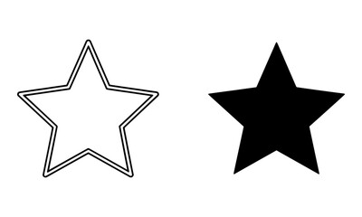 Obraz premium Black and white star icons on outlined and solid black vector