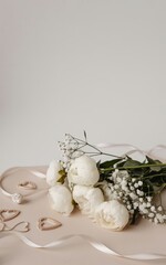 White floral frame copy space elegant design, White floral frame copy space pastel background, White floral frame copy space romantic layout