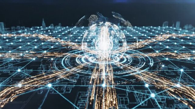 Smart governance system shown through abstract connectivity