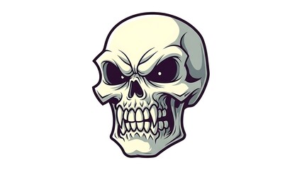 Fototapeta premium Illustration of Human Skull with Angry Expression.