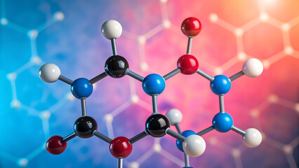 Obraz premium Atomic structure representation with colorful spheres and lines