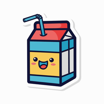 Cartoon Juice Box With Straw