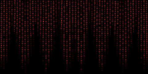Digital rain of binary code cascades down a dark black background © Bipul