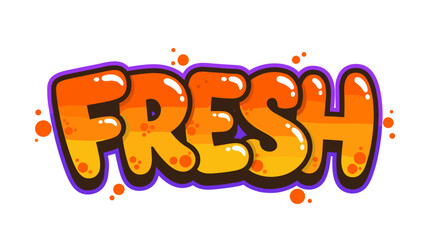 Fototapeta premium Bold Graffiti Text Illustration Featuring the Word 'Fresh' in a Fun, Street-Art Style, Perfect for Youth Marketing, Urban Design Projects, Trendy Fashion Advertising, Creative Bran.