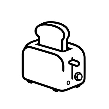 Minimalist bread toaster icon, modern line art kitchen appliance vector for breakfast theme.