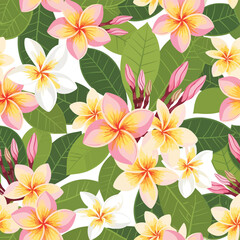 Fototapeta premium Tropical Frangipani Floral Pattern