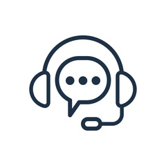 Help Desk Headset with Chat Bubble Outline Icon
