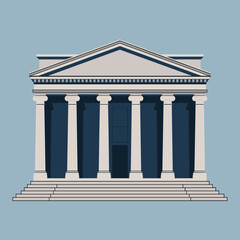 Fototapeta premium Stately bank icon with Corinthian columns – Great for high-end financial branding, museum graphics, or authority symbols.