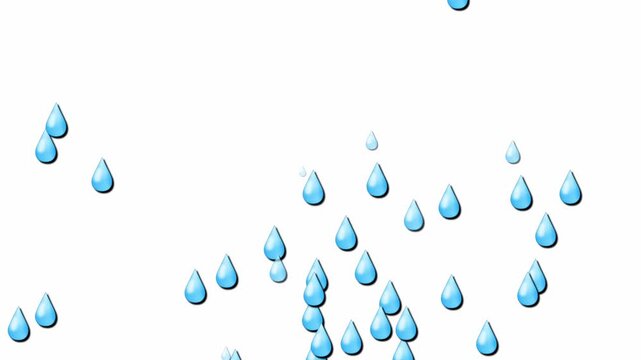 4K animated rain stock footage on a white background.