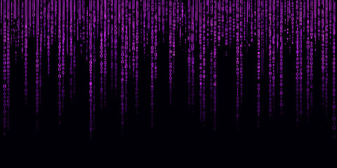 Abstract digital rain background with cascading purple code streams © gita
