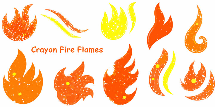 Colorful crayon style fire flames arranged in a decorative pattern