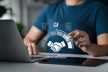 Procurement Management Concept Procurement operators use digital systems to manage and administer...