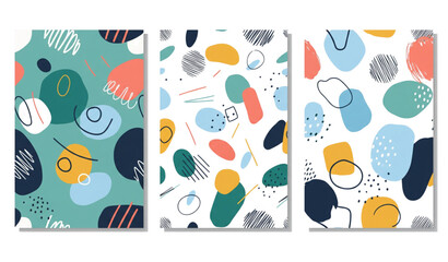 Fototapeta premium Abstract Doodle Objects Seamless Patterns for Textile and Wallpaper