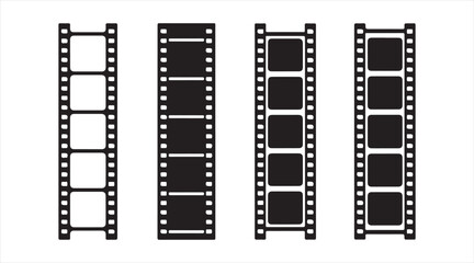 Obraz premium Vintage Film Reel Strip Silhouettes Isolated on White