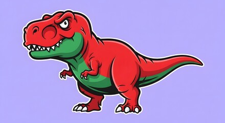 Obraz premium a cartoon t - rex dinosaur with a red and green color scheme