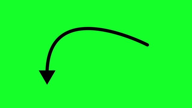 Minimal Black Arrow Pointer Animation on Green Screen Background in 4K for Professional Overlay and Instructional Use