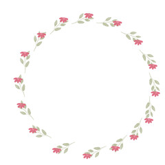 Fototapeta premium Hand drawn floral frames with flowers. Wreath. Elegant logo template. Vector illustration for labels, branding business identity, wedding invitation