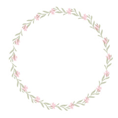 Obraz premium Watercolor summer floral wreath with hand painted delicate leaves and flowers