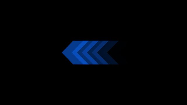 Minimalist blue colored ideal for navigation designed left web arrow doing digital direction information. The transparent modern design with pointing arrow icon on black background.