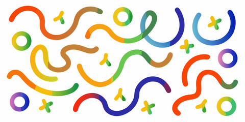 Obraz premium Colorful abstract shapes and lines create a playful vibrant pattern